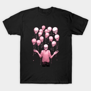 Pink preppy skeleton with skull balloons T-Shirt